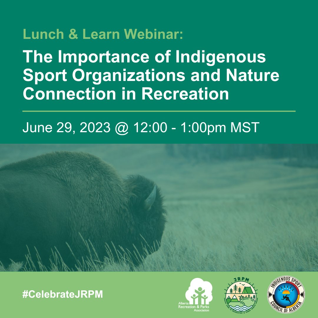 Join us June 29th from 12:00 - 1:00pm for a FREE webinar as we look to celebrate Recreation, Parks and National Indigenous History Month! 
 
Register here: forms.gle/FRDQzaTzF96X64…

#celebrateJRPM #NationalIndigenousHistoryMonth #NIHM #recreation #parks #nature