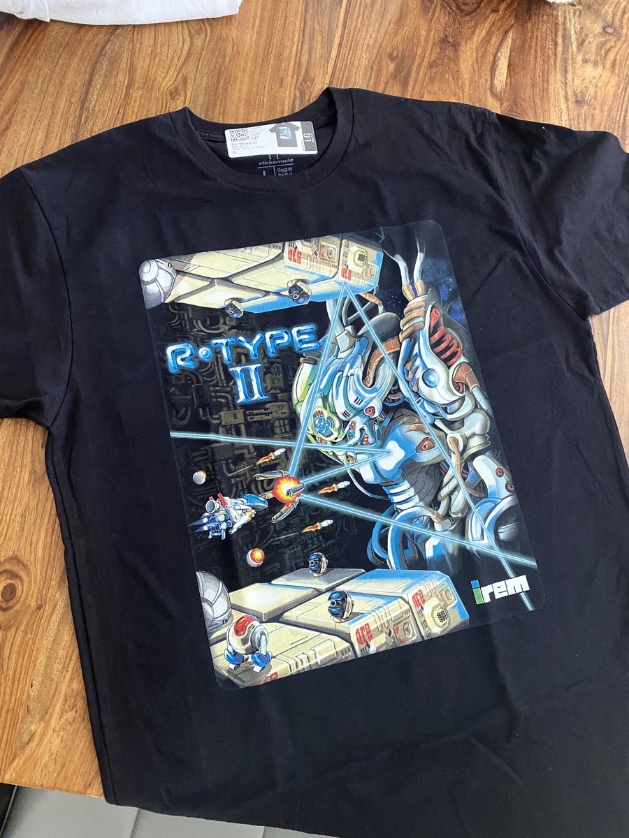 My artistic rendition of R-type II T-shirts are now up on my merchandise  store! Get 'em while they're hot! https://t.co/erNdni6Wnt  #TheAfterHoursArcade #streamlabsmerch #arcade #shmup, image size:900x1200