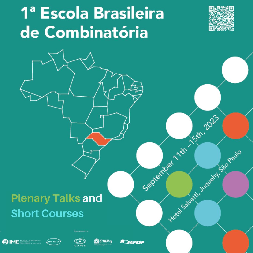 usp_ime's tweet image. O IMPA  juntamente com o INCTMat e o IME-USP, realizam a 1º Escola Brasileira de Combinatória entre os dias 11/09 e 15/09, em São Sebastião (SP).

Inscreva-se e confira detalhes em:
mla.bs/c49b364b

#imeusp #usp #ebc #combinatoria #matematica #math