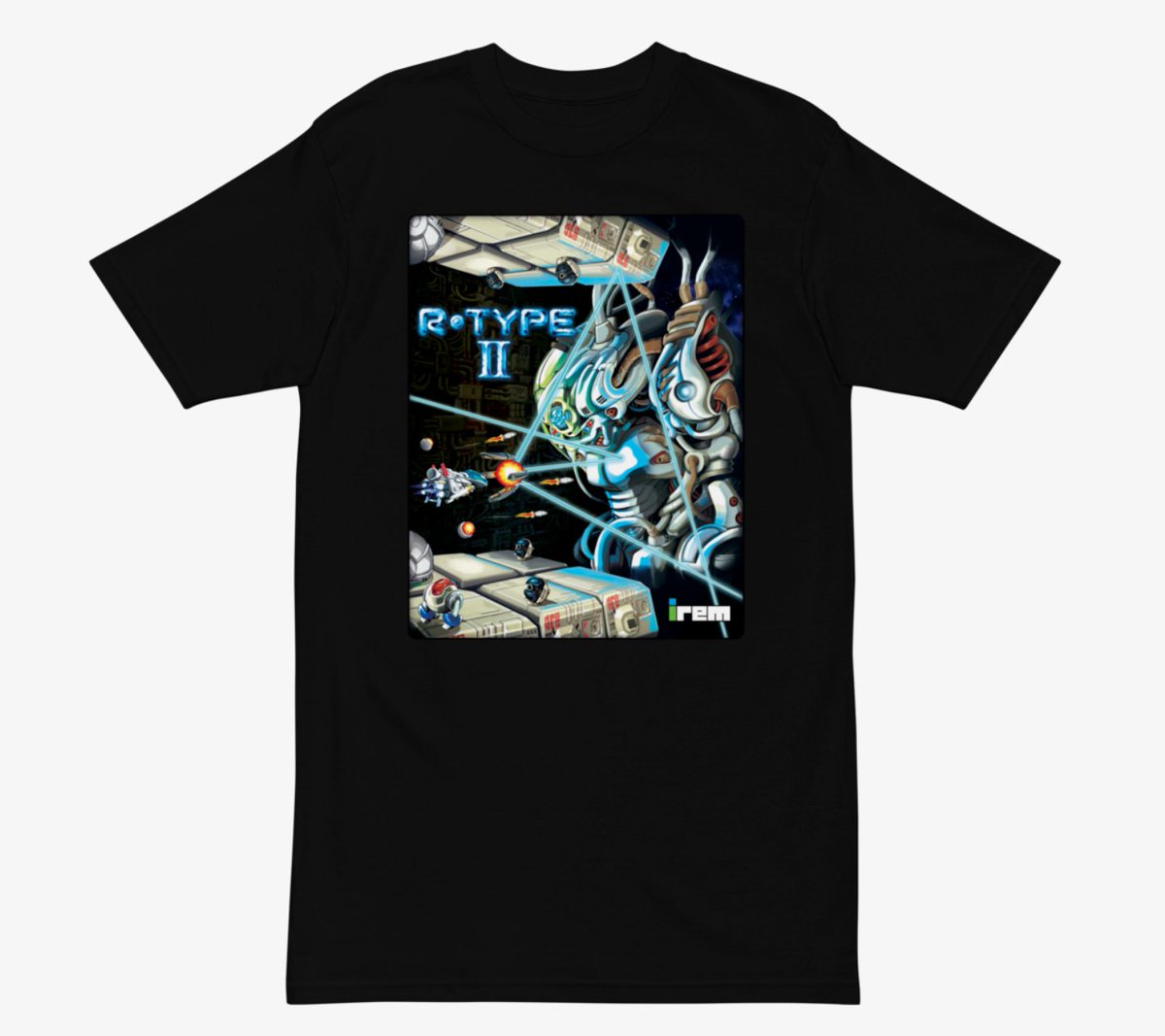 My artistic rendition of R-type II T-shirts are now up on my merchandise  store! Get 'em while they're hot! https://t.co/erNdni6Wnt  #TheAfterHoursArcade #streamlabsmerch #arcade #shmup, image size:1200x1067