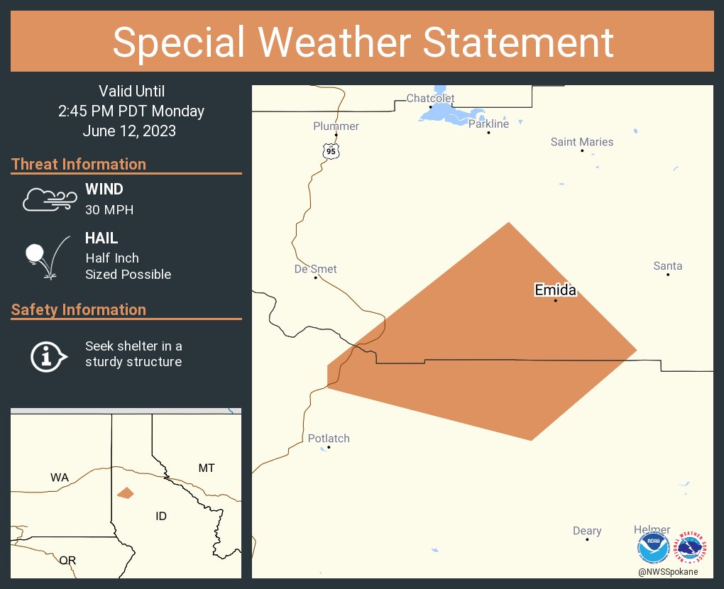 NWS Spokane on Twitter "A special weather statement has been issued