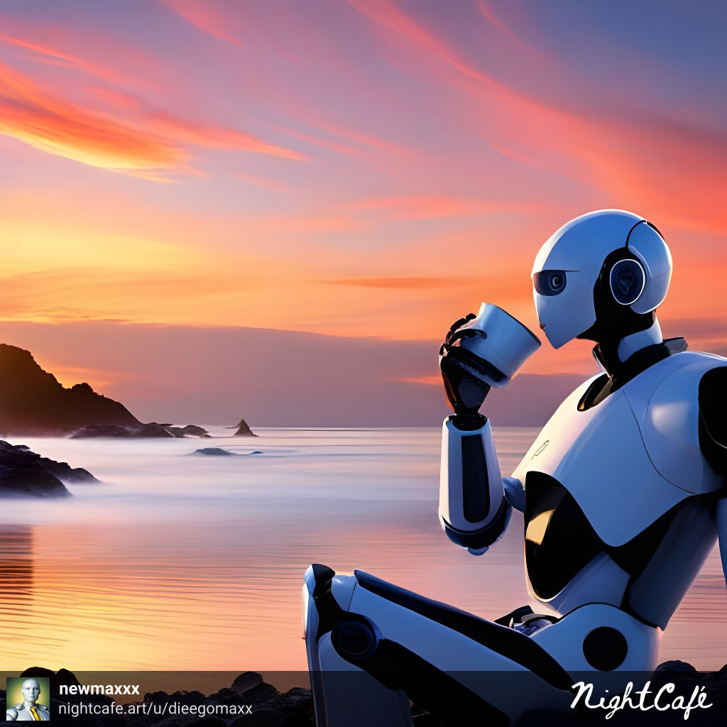 dieegomaxx's tweet photo. @icreatelife robot drinking coffee at sunset😎🤖 https://t.co/o34IsZb6u1