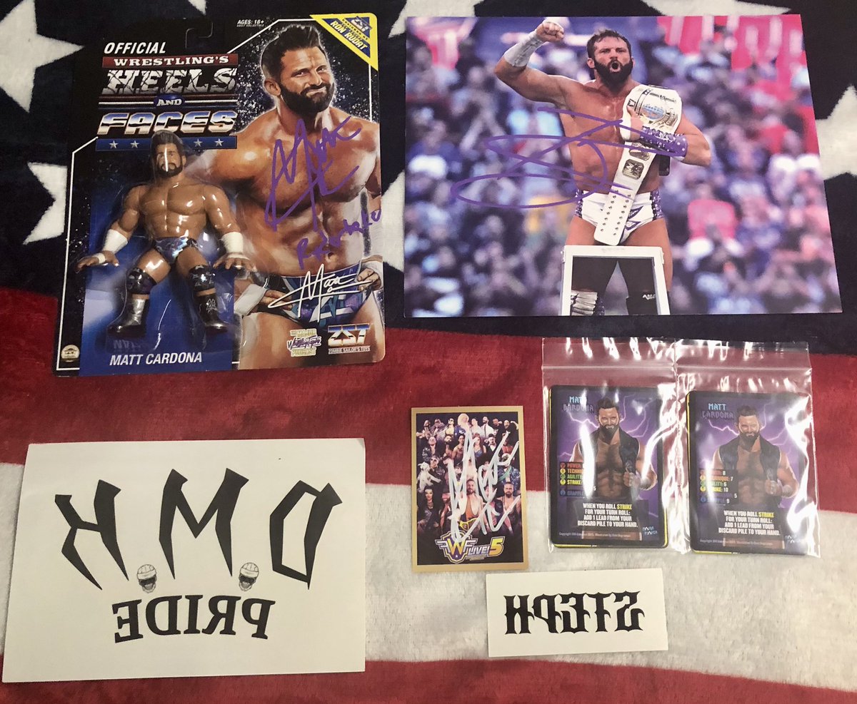 TheHitmanTony's tweet photo. Huge ty to @themattcardona for the extras in my @whatnot order. #RyderTaker signed figure &amp; #ZackRyder signed 8x10 and all the extras. Check @MajorWFPod tonight at 6:30 pm est on @Whatnot https://t.co/BpRkw0SJgh