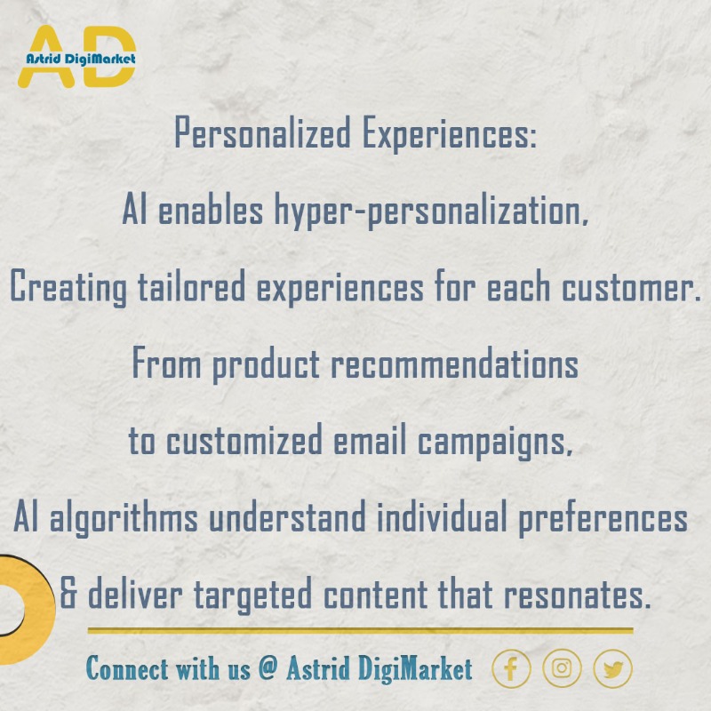 🚀 The Role of AI in Digital Marketing 🤖✨

Astrid DigiMarket 
Crafting Your Digital Success with Precision

#AIinDigitalMarketing #DigitalMarketingTrends #AIRevolution