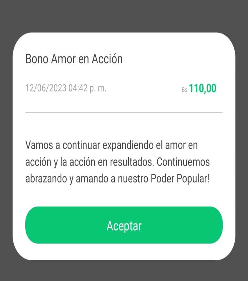 BonosSocial's tweet image. #Entérate: Desde hoy #12jun al #20Jun de 2023 inicio la entrega del Bono #AmorEnAcción enviado por nuestro Pdte. @NicolasMaduro a través del #SistemaPatria.

@BonosSocial
#IránYVenezuelaUnidas 
#3AñosDeSecuestro
