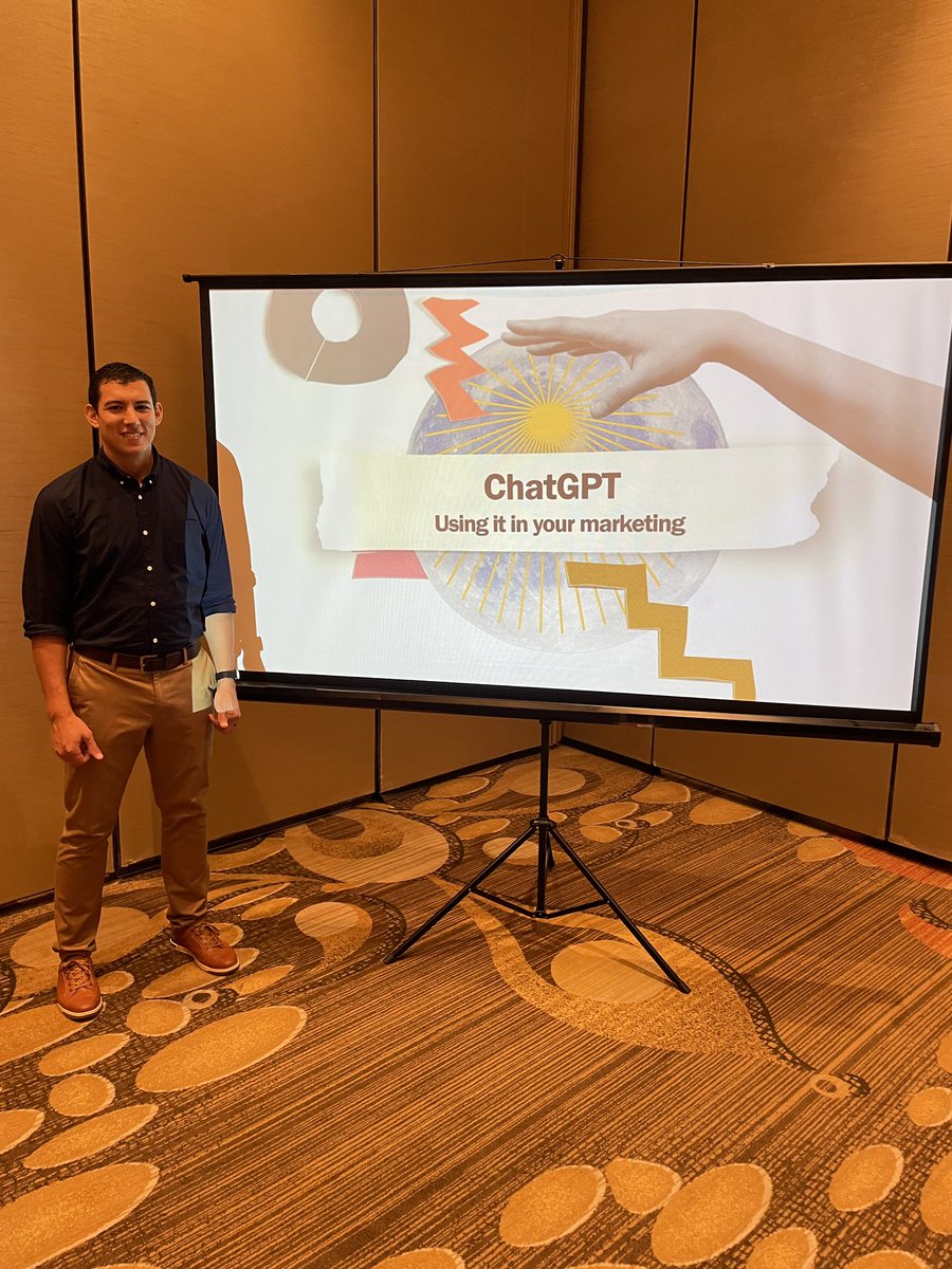 TACCMarketers's tweet photo. "AI is not going to replace our jobs,
but someone who knows how to use it will." -Mazen Kourouche, creative director at Litmus Digital

Safe to say our ChatGPT breakout session was pretty popular. How is your team optimizing this tool? #TACCMSweet https://t.co/aVtT8clHkA