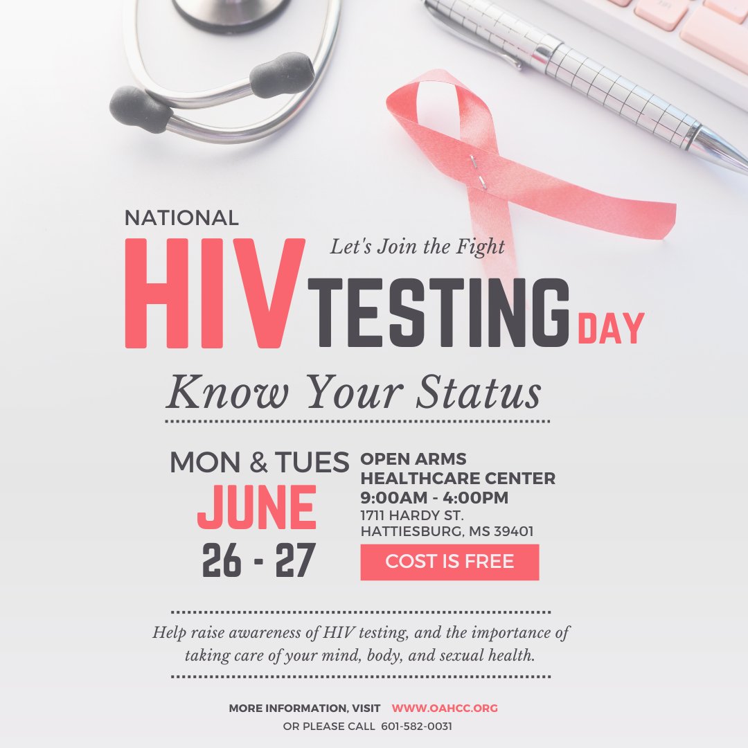 National #HIVTestingDay is June 27. Help raise awareness of HIV testing, and the importance of taking care of your mind, body, and sexual health.

'Dedicated to Creating A Culture of Wellness For Everyone With Quality Healthcare That You Deserve!'

 #StopHIVTogether