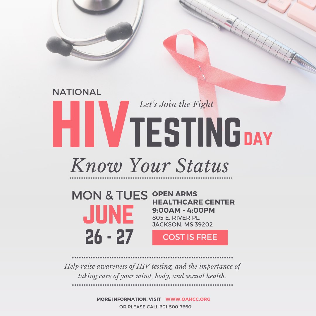 National #HIVTestingDay is June 27. Help raise awareness of HIV testing, and the importance of taking care of your mind, body, and sexual health.

'Dedicated to Creating A Culture of Wellness For Everyone With Quality Healthcare That You Deserve!'
 
#StopHIVTogether