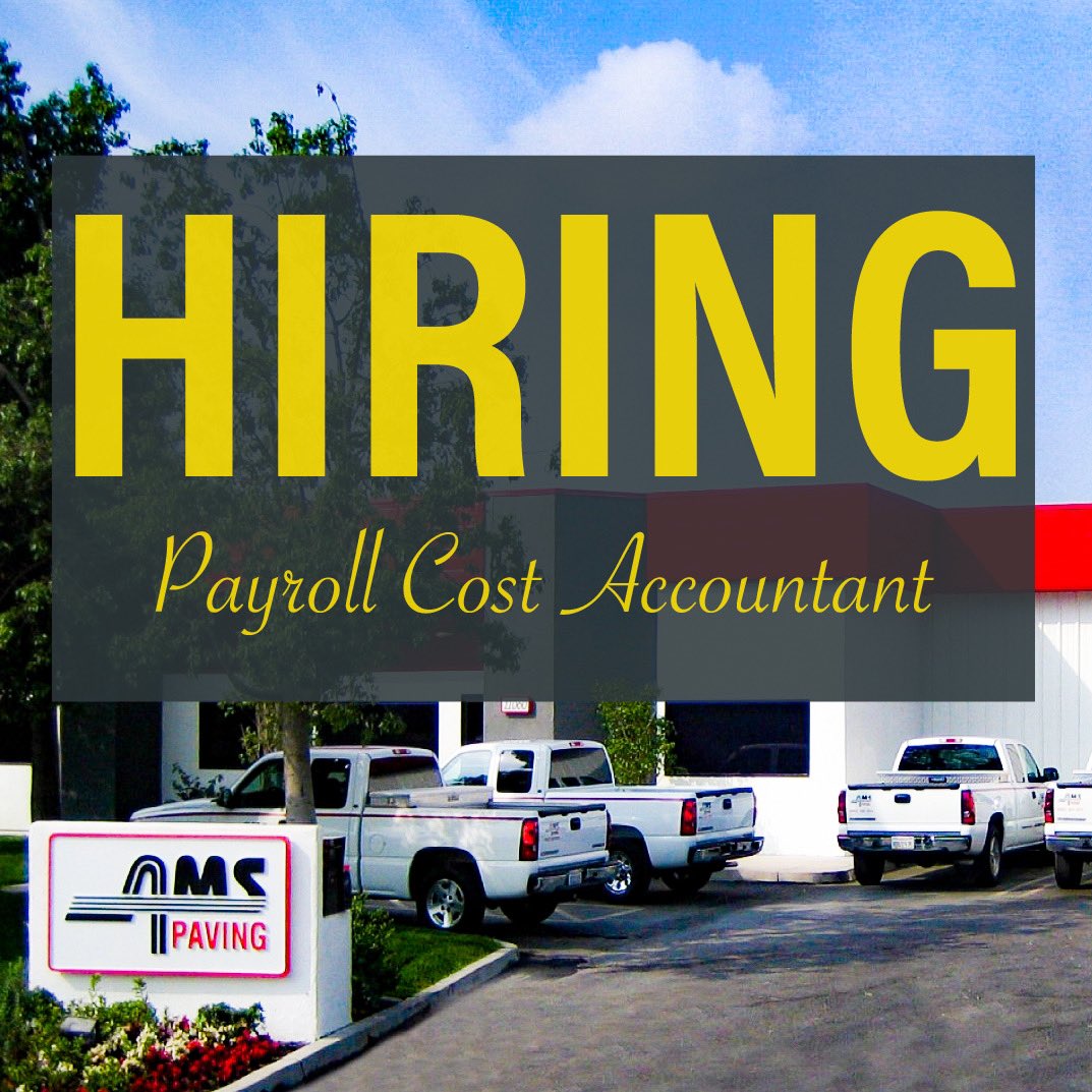AMSPaving's tweet photo. 🚨#HIRING!🚨
Join our team! Seeking an #accountant experienced in #Payroll &amp; #JobCosting. Does this sound like you or someone you know?

🔗 https://t.co/UXT1hI4poX

#hiringalert #nowhiring #jobalert #accounting #payrollaccounting #costaccountant #costaccounting #accountingjobs https://t.co/FJKwUARou6