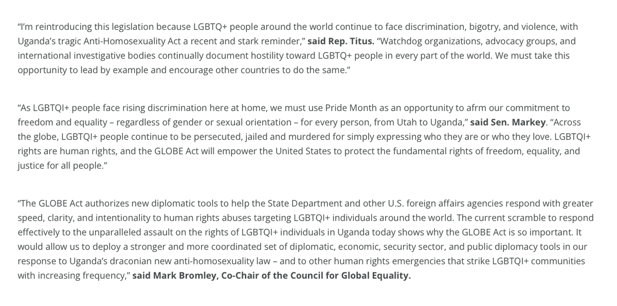 Global_Equality's tweet photo. We're so grateful to @repdinatitus for reintroducing the #GLOBEAct to reinstate U.S. leadership in protecting & promoting the rights of #LGBTQ+ individuals around the world 🏳️🌈 Here's what @CGEMark had to say ⬇️ https://t.co/boWcEYs2nw #Pride https://t.co/tex1gONi8M