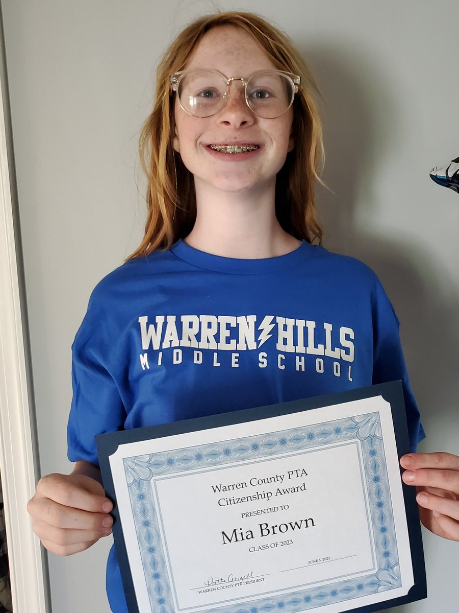 I had the distinct honor of awarding the Warren County Council of PTA’s Citizenship award to graduating 6th grader Mia Brown.

Congratulations and good luck in Middle School

#Classof2023
#Classof2029