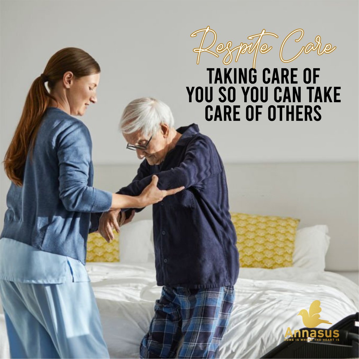 'Just like flight attendants advise putting on your oxygen mask first, self-care is essential. Our respite care services provide you with a much-needed break while ensuring your loved one receives exceptional care. Take care of yourself while taking care of others.

#RespiteCare