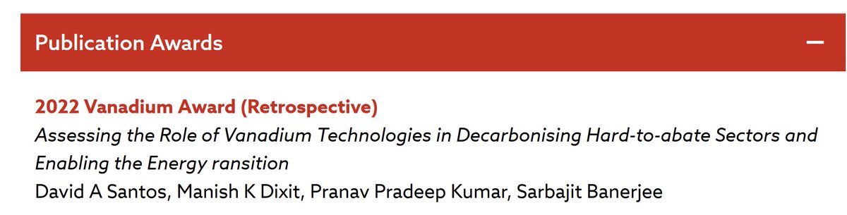 My co-authors @da_santos_ @pranav11394, M. Dixit, and I are delighted to chosen for the 2022 @iom3 #Vanadium Award for our article in @iScience_CP sciencedirect.com/science/articl… - grateful to @VanitecVanadium and the #vanadium community for their support @TAMUChemistry @TAMUArchSchool