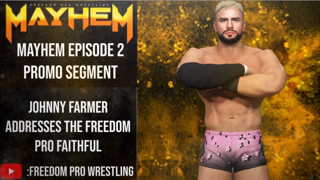 FreedomPW's tweet photo. Freedom Pro Wrestling Mayhem Episode 2 coming live this Saturday and we have some exciting matches

- Reed vs Yung 
- Steel vs Weaver 
- Quest vs Styles 
- Hangtime vs Walker 
- Cage vs Valentine

We will also hear from 
- Johnny Farmer 
- Will Parker 
- Ryan Alexander

#WatchFPW https://t.co/aMOedXE7JA