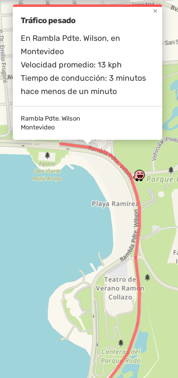 Embotellamiento en la Rambla de Montevideo. Velocidad 13km/h. No eviten la zona. Vamo'alentar a la celeste!!!