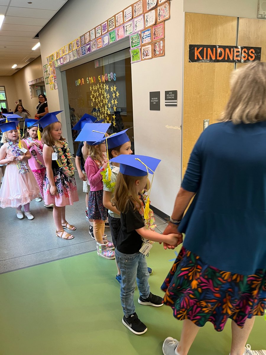Celebrate as our Kindergarten students walk to the stage to sing for families and look forward to first grade come fall.
