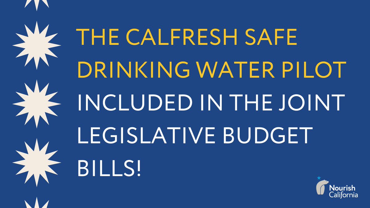 Nourish_CA's tweet photo. TY for including the #CalFresh Safe Drinking H20 Pilot in the #CALeg #CalBudget @SenToniAtkins @NancySkinnerCA @Rendon63rd @PhilTing! It will:
💛help ppl afford food/safe drinking H20
💛boost CalFresh benefits immediately w/o any extra forms/hassle for participants https://t.co/uwA556tTM7