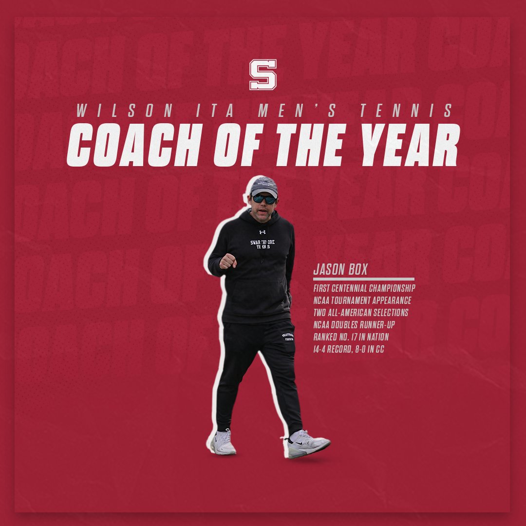 What a year for the program 👏

Congrats to head men’s tennis coach Jason Box on earning Wilson ITA Coach of the Year!

📰 swarthmoreathletics.com/news/2023/6/12…