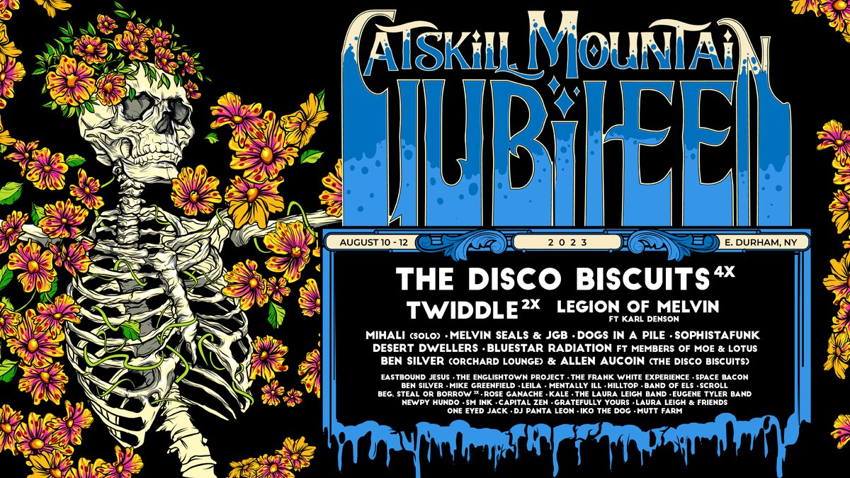 We are proud to present our full 2023 lineup! Excited to welcome @Twiddlemusic, @MelvinSealsJGB, Sophistafunk, BlueStar Radiation and many more to the bill. Who are you most excited for? Get tickets >> catskillmountainjubilee.com