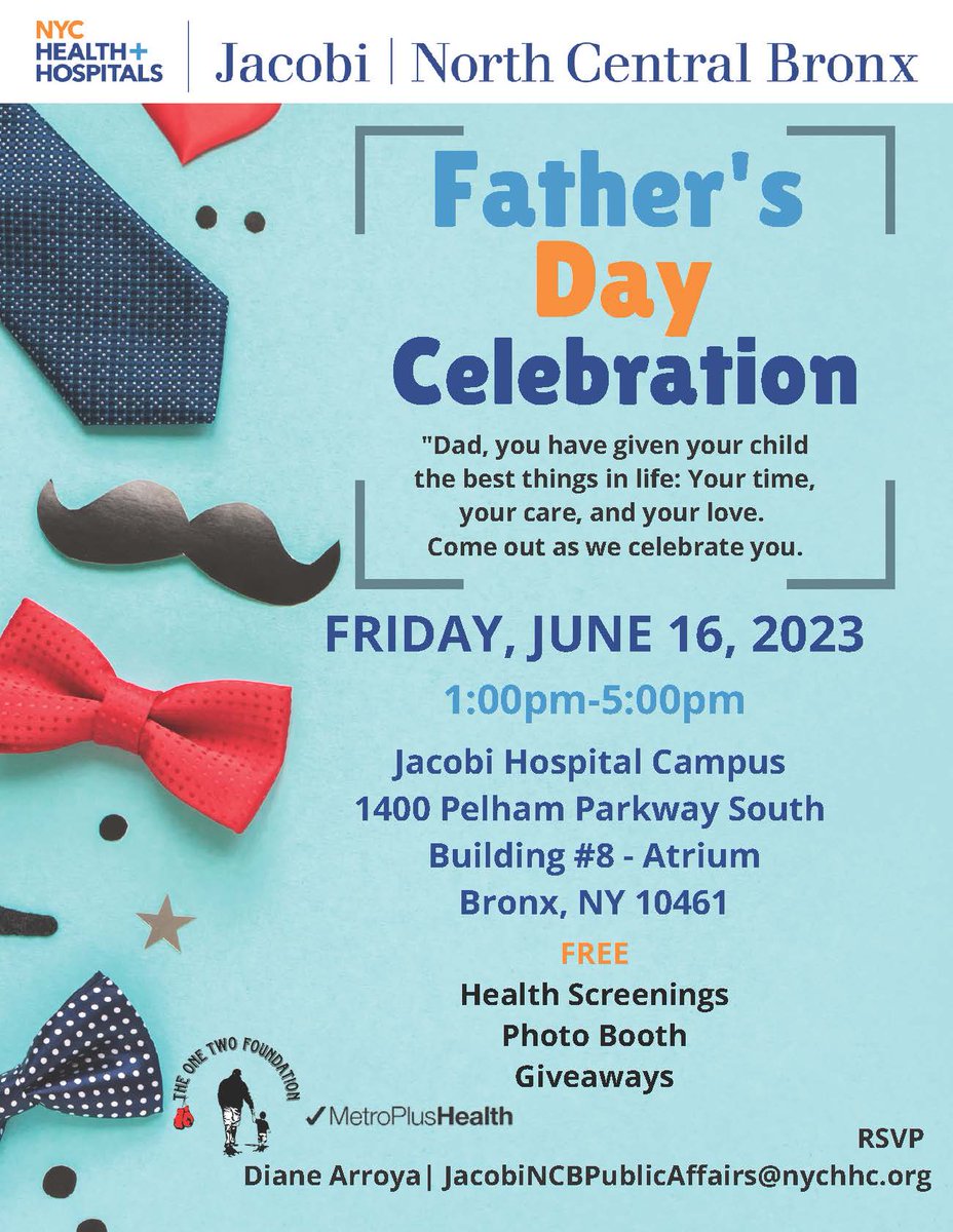 #HappeningTomorrow! Calling all superheroes in our lives! 🦸‍♂️ Join us tomorrow as we honor our amazing dads, grandfathers, and father figures! 📷 Experience health screenings, giveaways, and more! More details on the flyer. #JacobiStrong