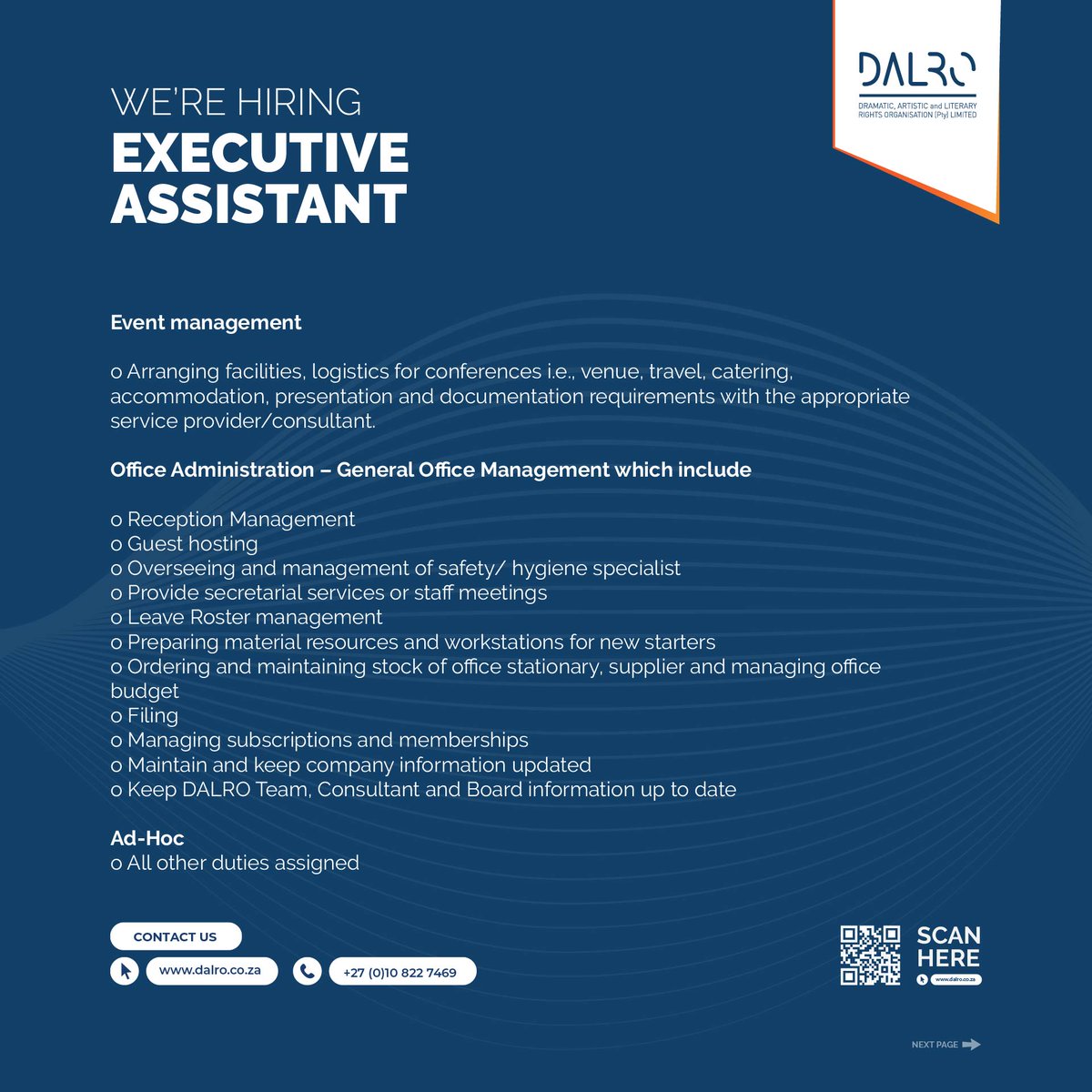 TheDALRO's tweet photo. We're HIRING!! ๐ฃ
We have an exciting opportunity for an Executive Assistant position.
See below for more information.
#DALROLaunch #Opportunities https://t.co/kppznIF3qd
