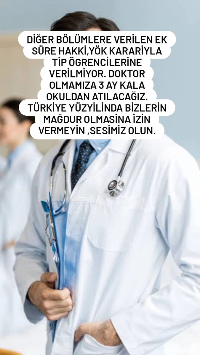 elrondprd1's tweet photo. Sayın Cumhurbaşkanım @RTErdogan Sayın Bakanım @drfahrettinkoca doktor olmamıza 2-3 ay kala atılıyoruz. Kanunda herkese verilen ek süre @YuksekogretimK tarafından tıpa dişe verilmiyor Türkiye yüzyılında ülkemize hizmet etmek istiyoruz. Sizlere müteşekkiriz. #intornleratiliyor . https://t.co/j8QKCLkI9P