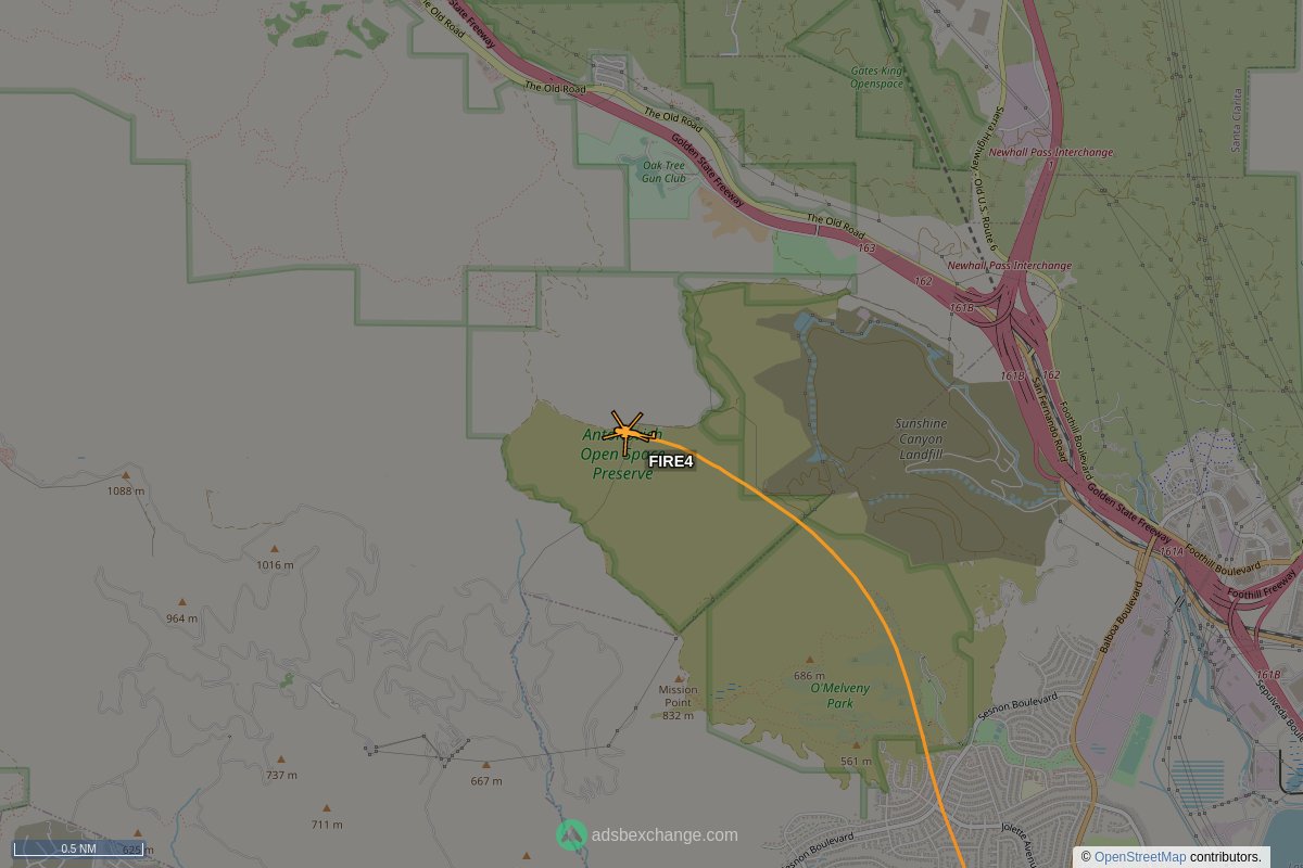 ffoverhead's tweet image. LAFD aircraft #N304FD callsign #FIRE4 (a A139) was spotted near Los Angeles County, CA around 17:20 UTC squawking 1200 globe.adsbexchange.com/?icao=a32eaf&amp;amp;z… #LAFD #LAFire