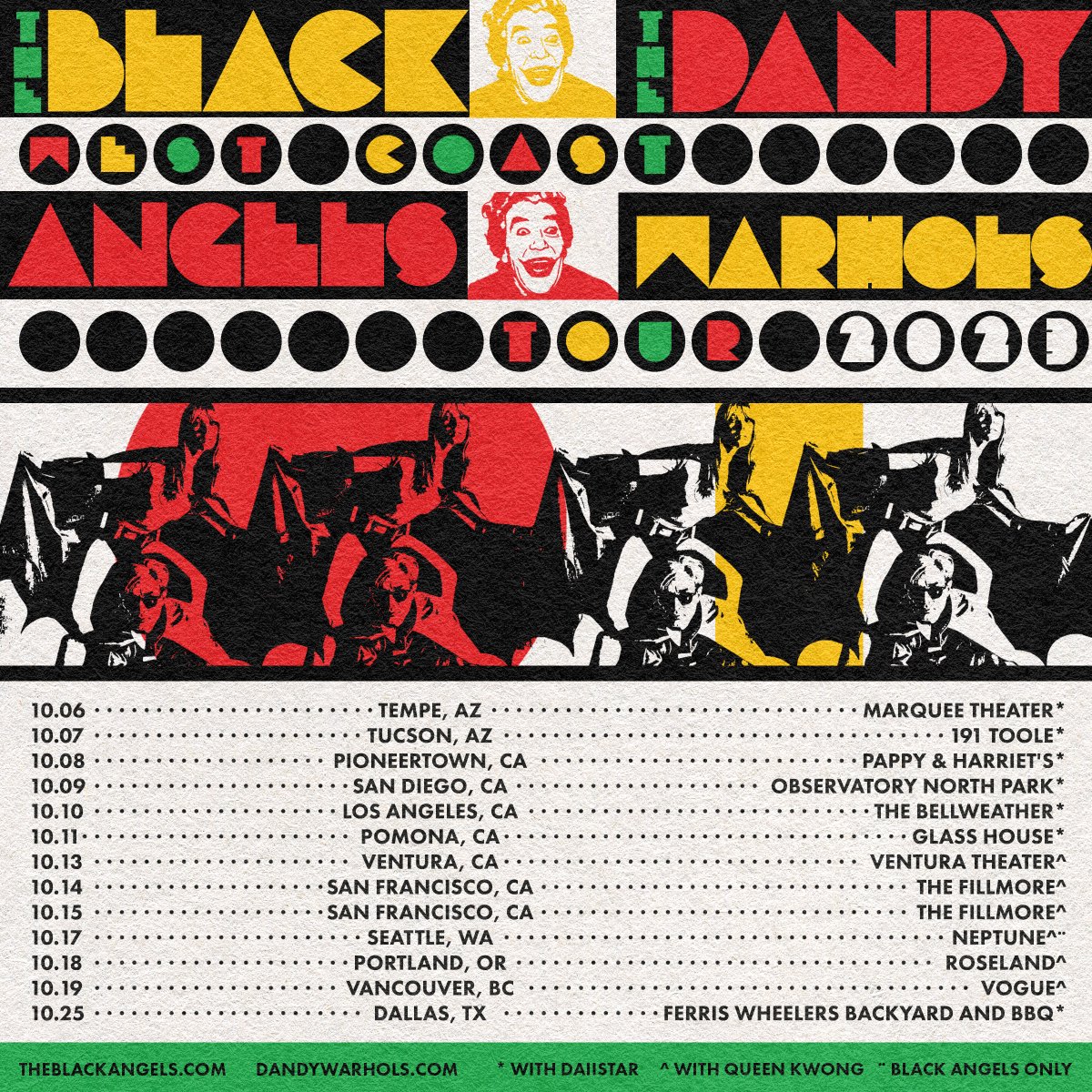 The Black Angels (@theblackangels) on Twitter photo Excited to announce new tour dates w/ good friends
<a href="/TheDandyWarhols/">The Dandy Warhols</a>! Black Angels fan presale is this Wednesday at 10AM local. Sign up for updates on our website for presale code for early access to tickets. Tickets on-sale on Friday 6/16 at 10AM local. Link in bio for all info! Excited to announce new tour dates w/ good friends
<a href="/TheDandyWarhols/">The Dandy Warhols</a>! Black Angels fan presale is this Wednesday at 10AM local. Sign up for updates on our website for presale code for early access to tickets. Tickets on-sale on Friday 6/16 at 10AM local. Link in bio for all info!