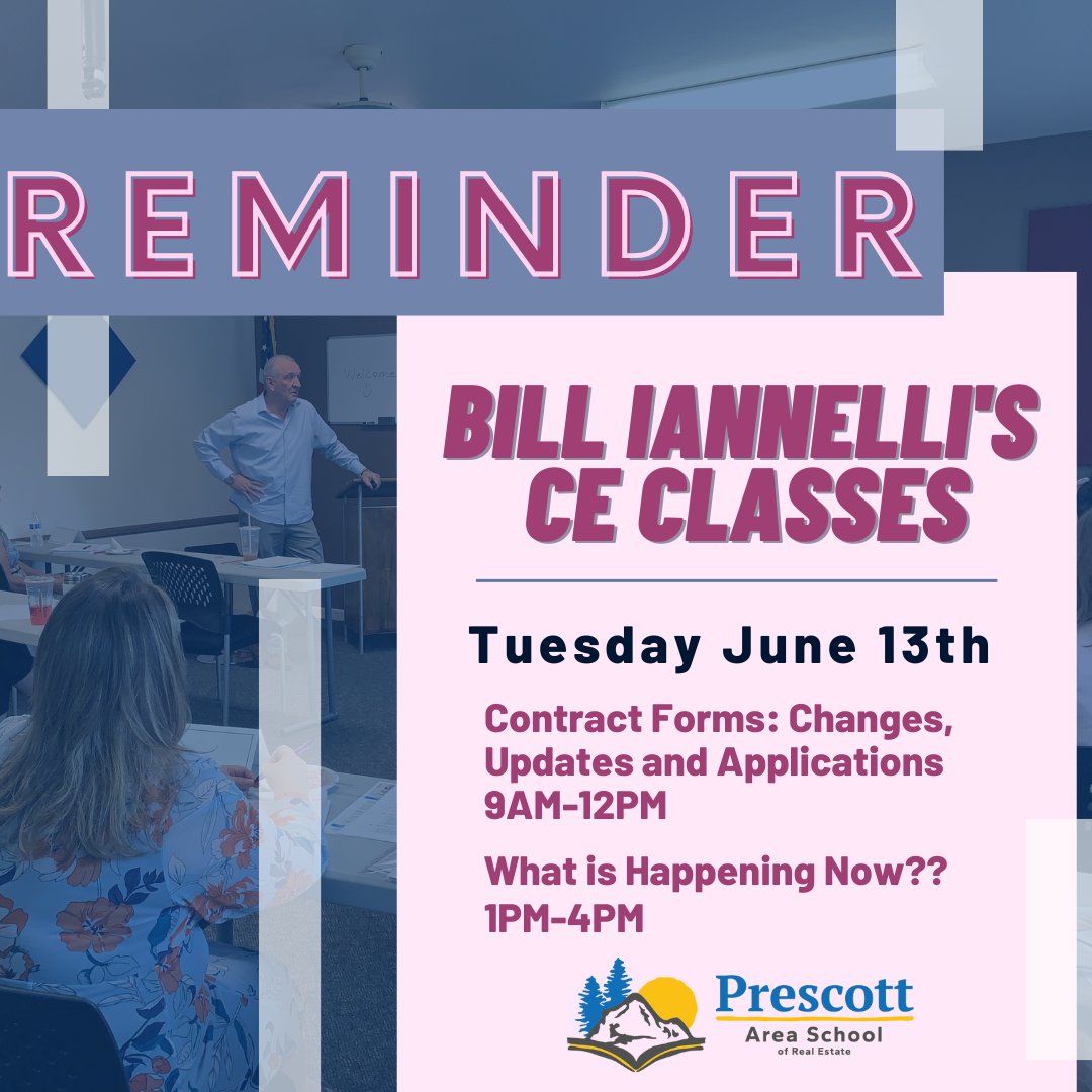Hey everyone! 🤗 Don't forget to come to Bill's class tomorrow on June 13th! It's going to be a blast! 🔥 We'll be learning about something really interesting, so don't miss out! 🤩 

#paar #paarschool #LearningNeverEnds #ClassIsInSession #realtors #realestate