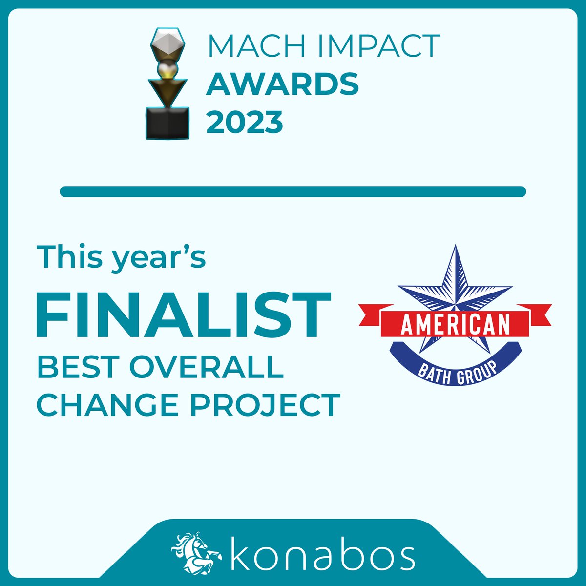 KonabosInc's tweet photo. We are rooting for our client, American Bath Group, at the @MACHAlliance Impact Awards, where they have been nominated for the "Best Overall Change Project"! ๐
The winner will be announced tomorrow. Show your support by commenting "ABG"! ๐
#MACHImpactAwards2023 #MACHTWO https://t.co/3I3dLCF9S5