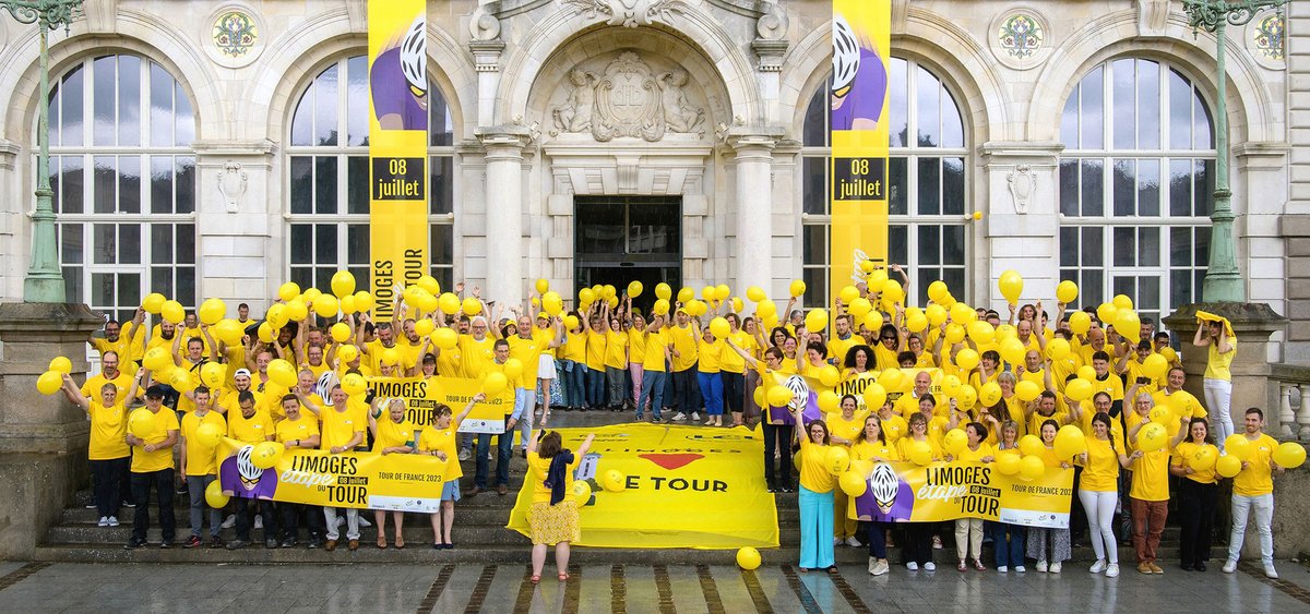 🚴‍♀️🚴‍♂️ La Ville de #Limoges se prépare à vibrer au rythme du Tour de France 🎉 © T. Laporte - Ville de Limoges #LimogesEnJaune #MaillotJauneLCL @LeTour