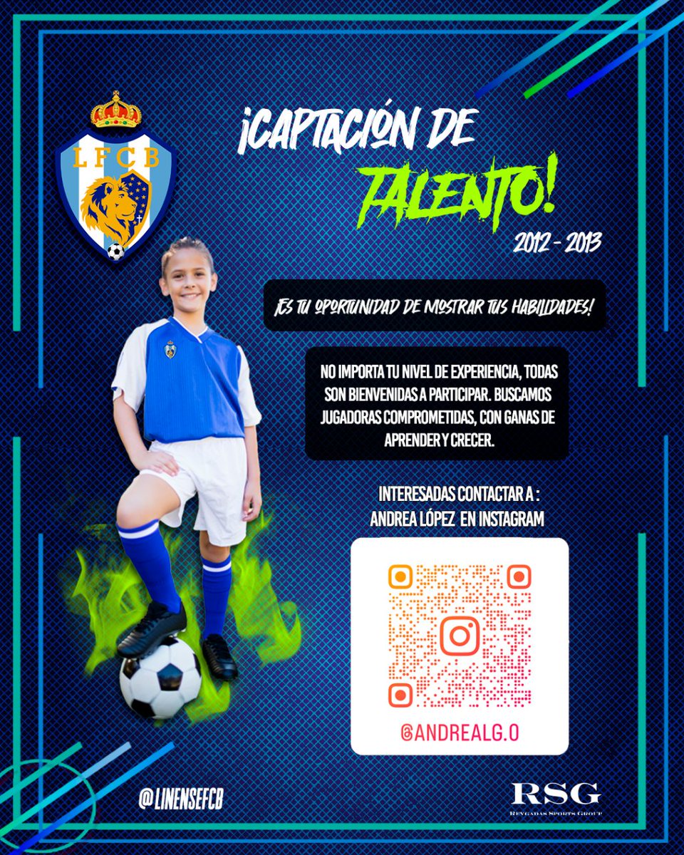ReygadasRSG's tweet photo. ¡El LinenseFCB busca talento femenino! 🌟⚽️ Si sueñas con brillar en el campo, ¡esta es tu oportunidad! No importa tu experiencia, todas son bienvenidas. Únete a nuestro equipo de jugadoras comprometidas, ansiosas por aprender y crecer juntas. #FútbolFemenino #LinenseFCB https://t.co/Rx3WNnhsSh