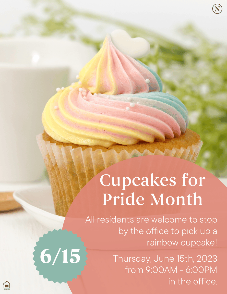 Happy Pride Month! Join us for a resident appreciation day this Thursday, June 15th from 9 AM- 6 PM!

#PrideMonth #ResidentAppreciation #WeLoveOurResidents #LoveWhereYouLive #LandOLakes #LuxuryRentals #ApartmentLiving #Grateful #Cupcakes