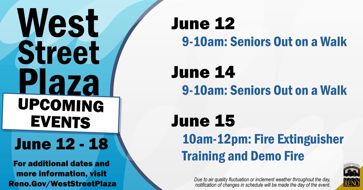City of Reno on Twitter "West Street Plaza has many events throughout summer! Here's