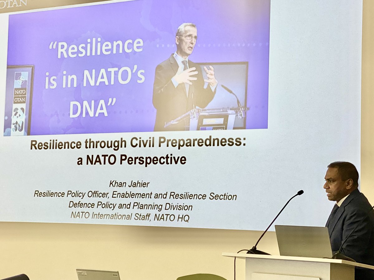 TheGCSP's tweet photo. Sharing &amp; connecting ways to improve societal resilience and crisis management capabilities within Allies &amp; Partners countries in #Schwarzenburg at our Intl Course on Risk &amp; Crisis Management. Mr. Khan Jahier from @NATO briefed participants on resilience from a NATO perspective. https://t.co/lo9OV7px2y