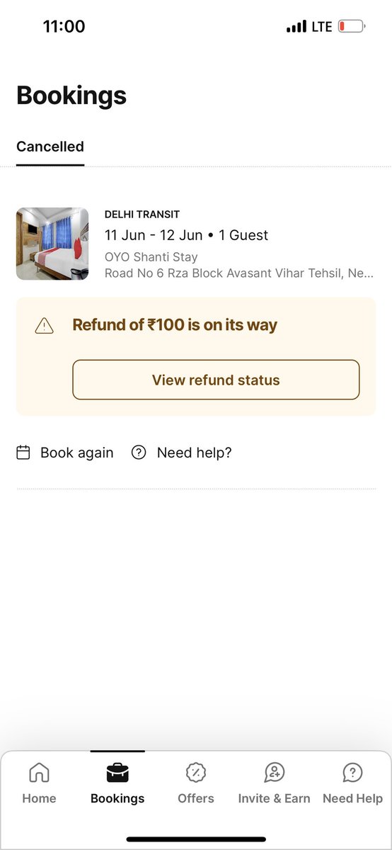 dhimanaman124's tweet photo. @OYO4U I want my full refund and not just 100 rupees https://t.co/ze6FKgTLb5