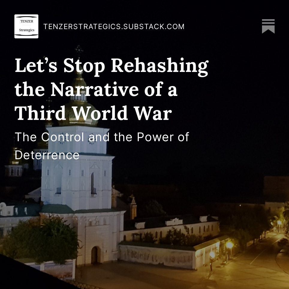 In my 88th long-read on my blog, I explain why it remains more essential than ever to nip in the bud the Russian narrative of a WW III.
I show its origins, and point out the risks that a focus on this theme on the part of democratic leaders could entail.
tenzerstrategics.substack.com/p/lets-stop-re…