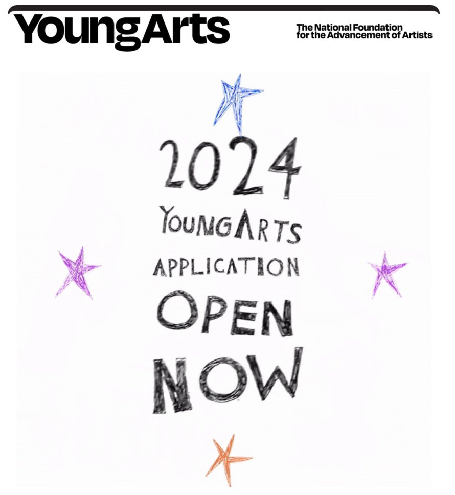 ArtsEdNJ's tweet photo. The 2024 YoungArts application is open 🎉 https://t.co/qbwtUlbIwD
Do you know a visual, literary or performing artist between the ages of 15–18 or in grades 10–12?
@youngarts 
The application is open until October 13, 2023.#youngarts #artsednj #artsednow #callforartists https://t.co/32KNeMptjY