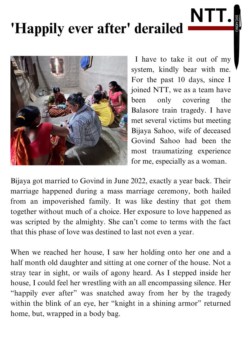 Teetash_12's tweet photo. #CoromandelFiles - Bijaya Sahoo, 24, mother of a one and a half month old daughter, became a widow ten days ago.
While things slowly inch back to normalcy, Bijaya's 'happily ever after' has derailed beyond repair. #NTT https://t.co/XJg0jwzTgI