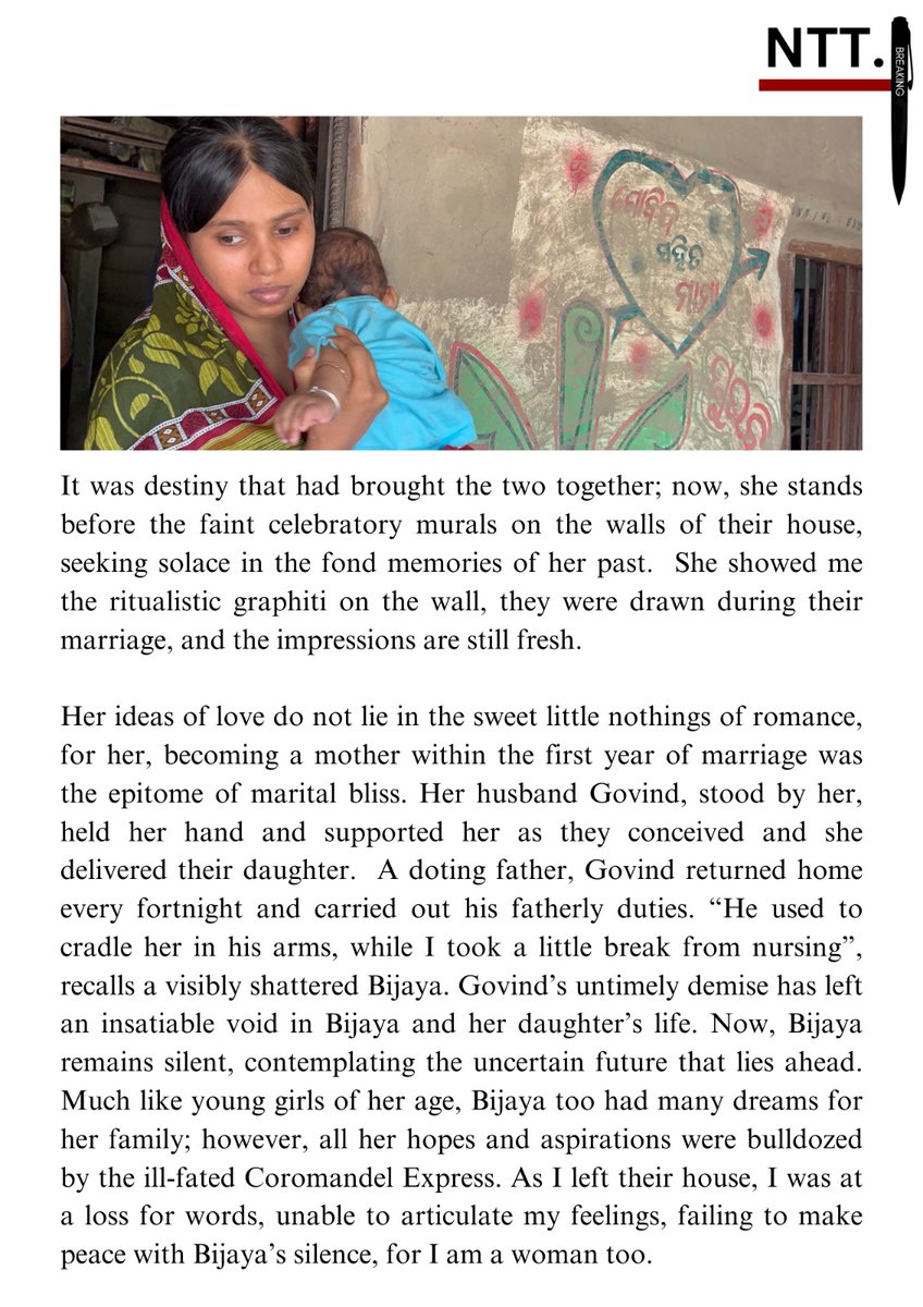 Teetash_12's tweet photo. #CoromandelFiles - Bijaya Sahoo, 24, mother of a one and a half month old daughter, became a widow ten days ago.
While things slowly inch back to normalcy, Bijaya's 'happily ever after' has derailed beyond repair. #NTT https://t.co/XJg0jwzTgI