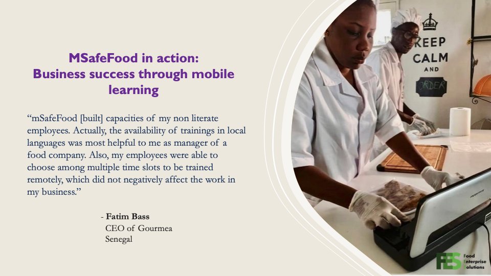 BD4FS, funded by @USAID & implemented by FES, initiated the MSafeFood platform to promote user-driven #foodsafety learning through an info. line, #gamebasedlearning, & remote trainings.

#mobilelearning #foodsystems #accessibility 

Full report here: lnkd.in/eCPkNuCP