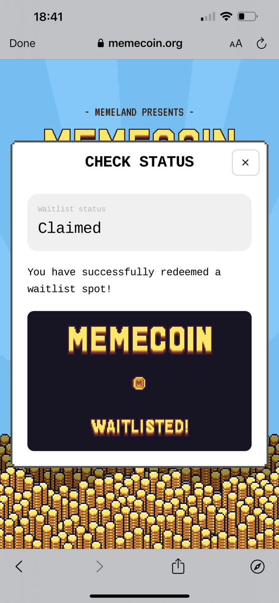 LFGGGGGGG 🚀 <a href="/memecoin/">Memecoin</a> waitlist confirmed 🙌🏼