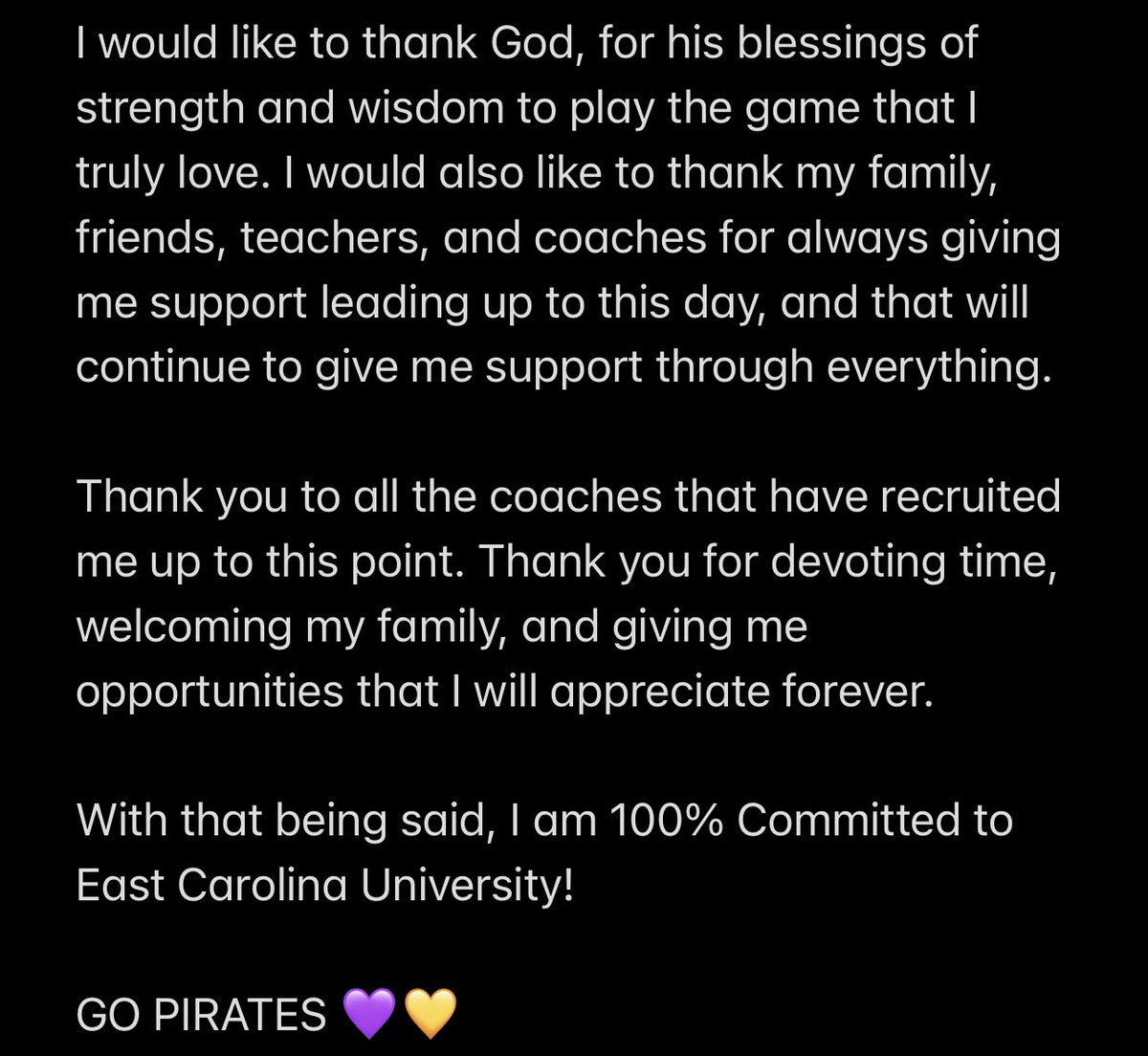 peytonreeder's tweet photo. Who’s next? 🏴‍☠️

@ECUCoachHouston @coachmogridge @Coach__Roy_Tesh @SGasperECU @CoachBoyette @CoachDonnieK @CoachDmackey @JaredReidECU @ChesneyDMcc @ECUPiratesFB @HTC247 @Coach_TL @Jarmark_Parker @coachclark30 @finisholacademy @DirtbagsR @MarkHoover71 @MohrRecruiting https://t.co/yZ9wXtrHZr