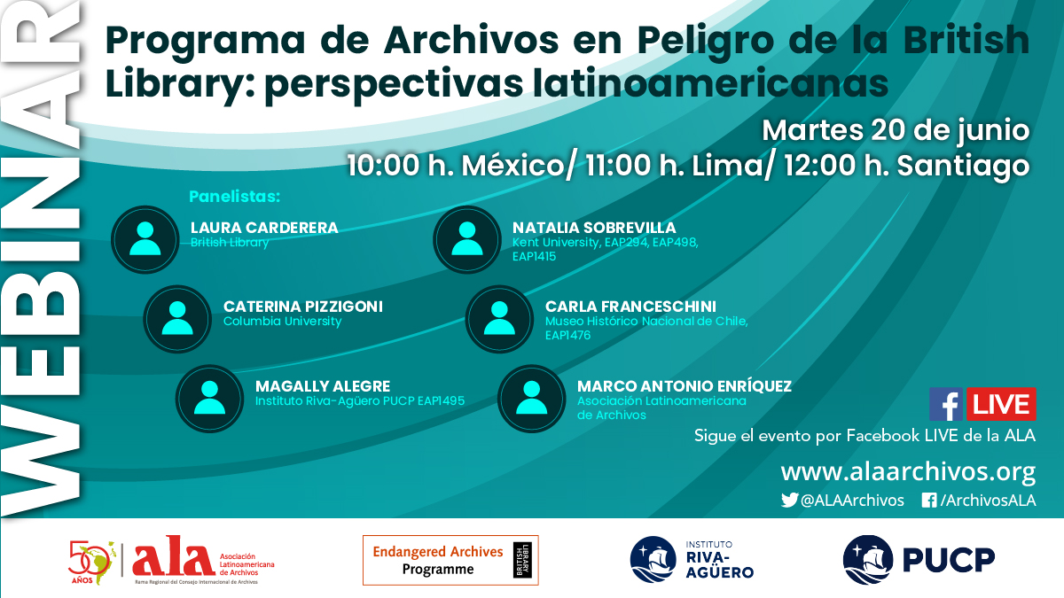 Webinar "Programa de Archivos en Peligro de la British Library: perspectivas latinoamericanas" 📅Martes 20 de junio 📷10:00 h. México El Programa de Archivos tiene cerca de 20 años financiando la digitalización de patrimonio documental anterior a 1950. docs.google.com/forms/d/e/1FAI…