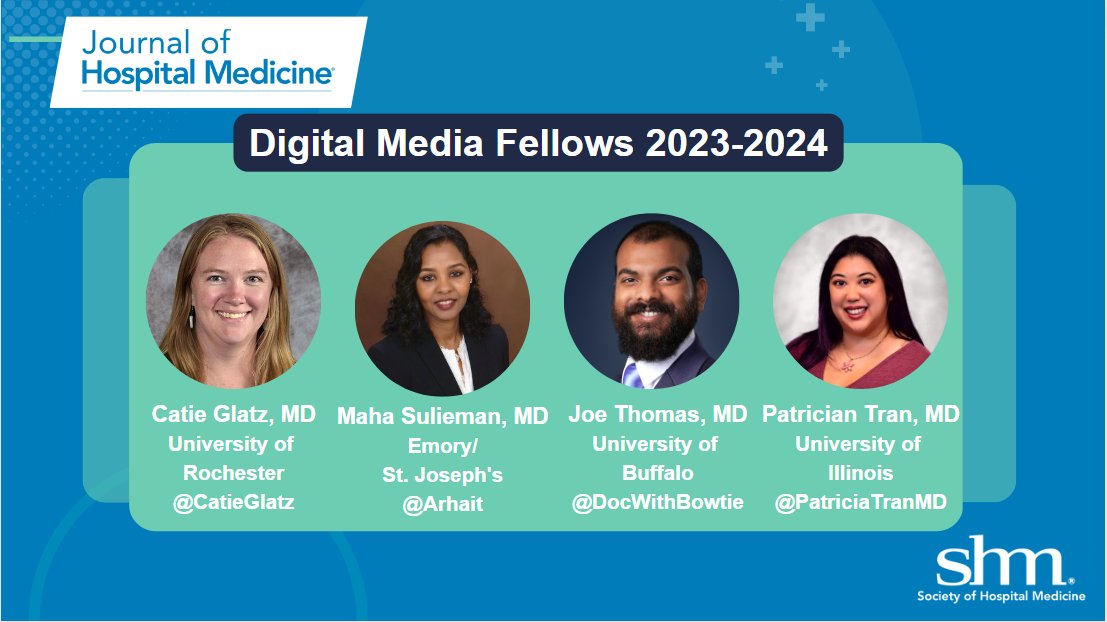 JHospMedicine's tweet photo. 🥳We've got some new digital media fellows coming your way this July!
👋Please welcome @CatieGlatz @Arhait @DocWithBowtie @PatriciaTranMD to the JHM Family!
#JHMChat https://t.co/KWvmHdwDx2