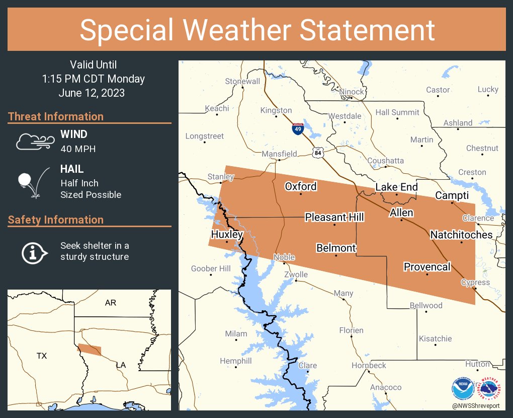 NWS Shreveport on Twitter "A special weather statement has been issued