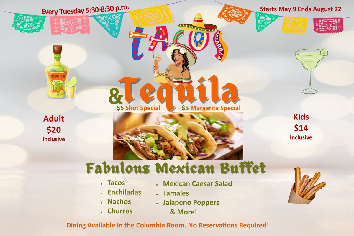 BCYClub's tweet photo. Tacos &amp; Tequila Tuesdays through August 22.
#bcycstrong 
#bcyctacosandtequila https://t.co/1m4lilA9CI