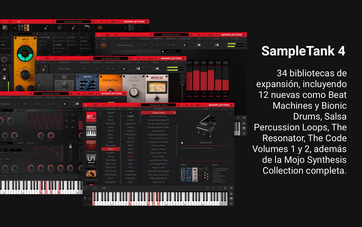 IKMultimediaES's tweet photo. Total Studio 4 MAX, la actualización masiva con todos los inst. virtuales que necesitas: ¡#SampleTank4, #Syntronik2, #MiroslavPhilharmonik2, #SampleTron2, #HammondB3X, #MODOBASS2 y #MODODRUM 1.5!
Conoce más: https://t.co/DnBEco6XWL
#VSTi #piano #instrumento #sintetizador #música https://t.co/f9afsPYGfP