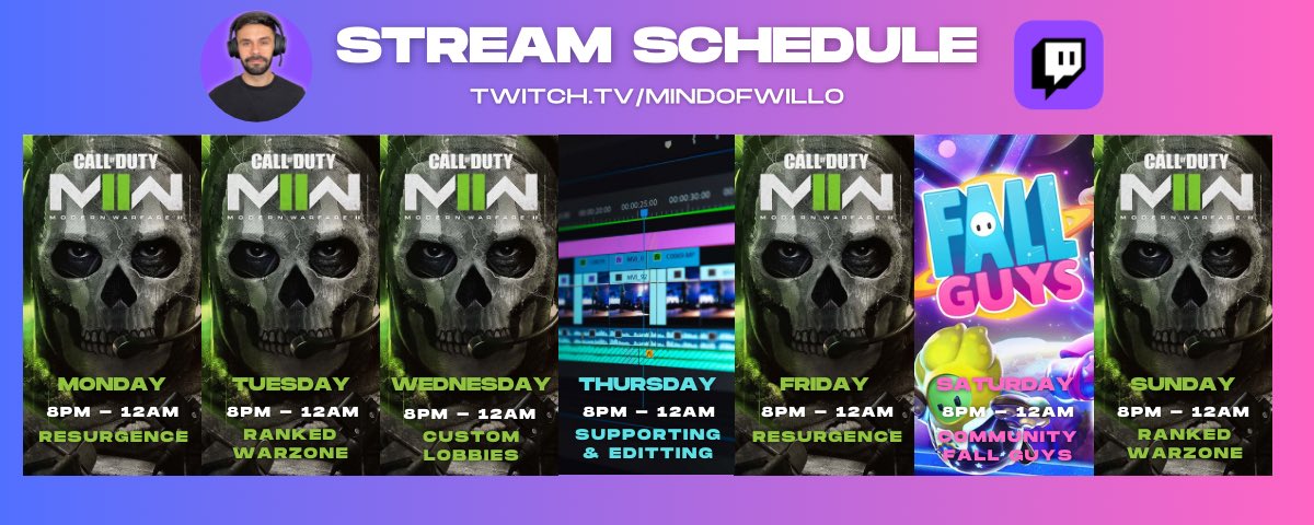 Hey Everyone! 🤪

Here’s my updated #streamschedule for the next few weeks! 🗓️

With #Season4 of #MWII coming out June 14th the grind is on! 👊