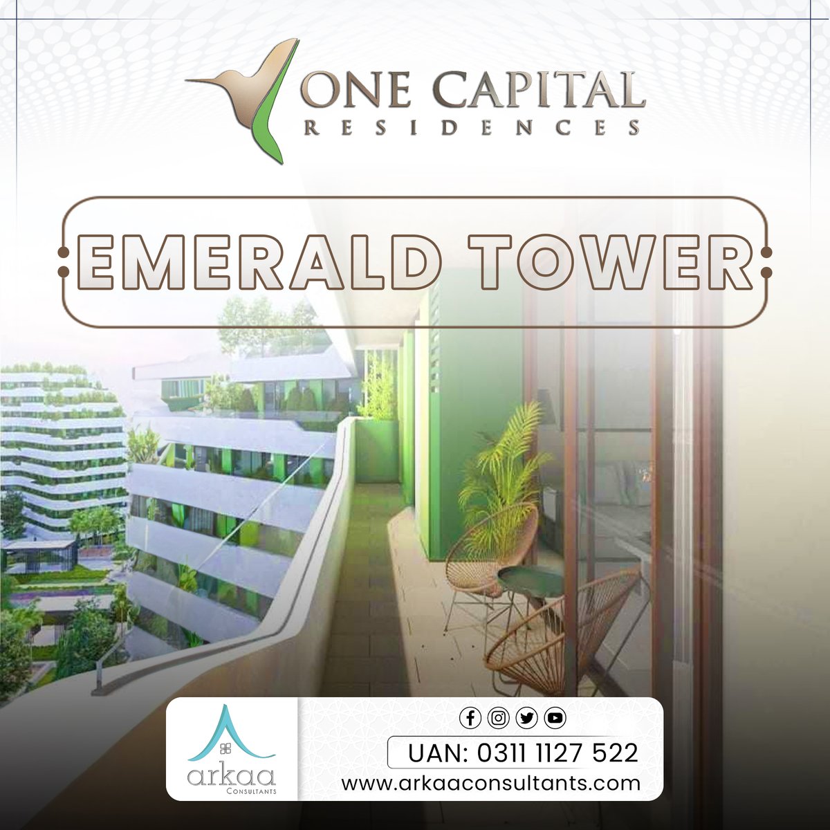 One Capital Residences is a high-end residential building in the heart of Islamabad.

#capitalsmartcity #arkaaconsultants #smartinterchange #SmartCities #propertyinvestment  #onecapitalresidences #CSC  #apartmentliving #Islamabad #highendrealestate #emeraldtowersapartment